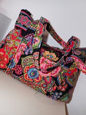 Vera Bradley Symphony in Hue Tote Bag Purse Quilted Colorful Festive Paisley